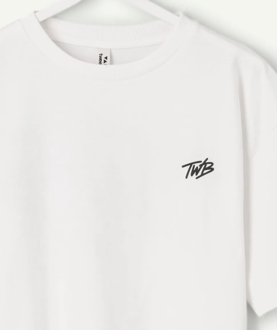 T-shirt garçon oversize blanc imprimé
