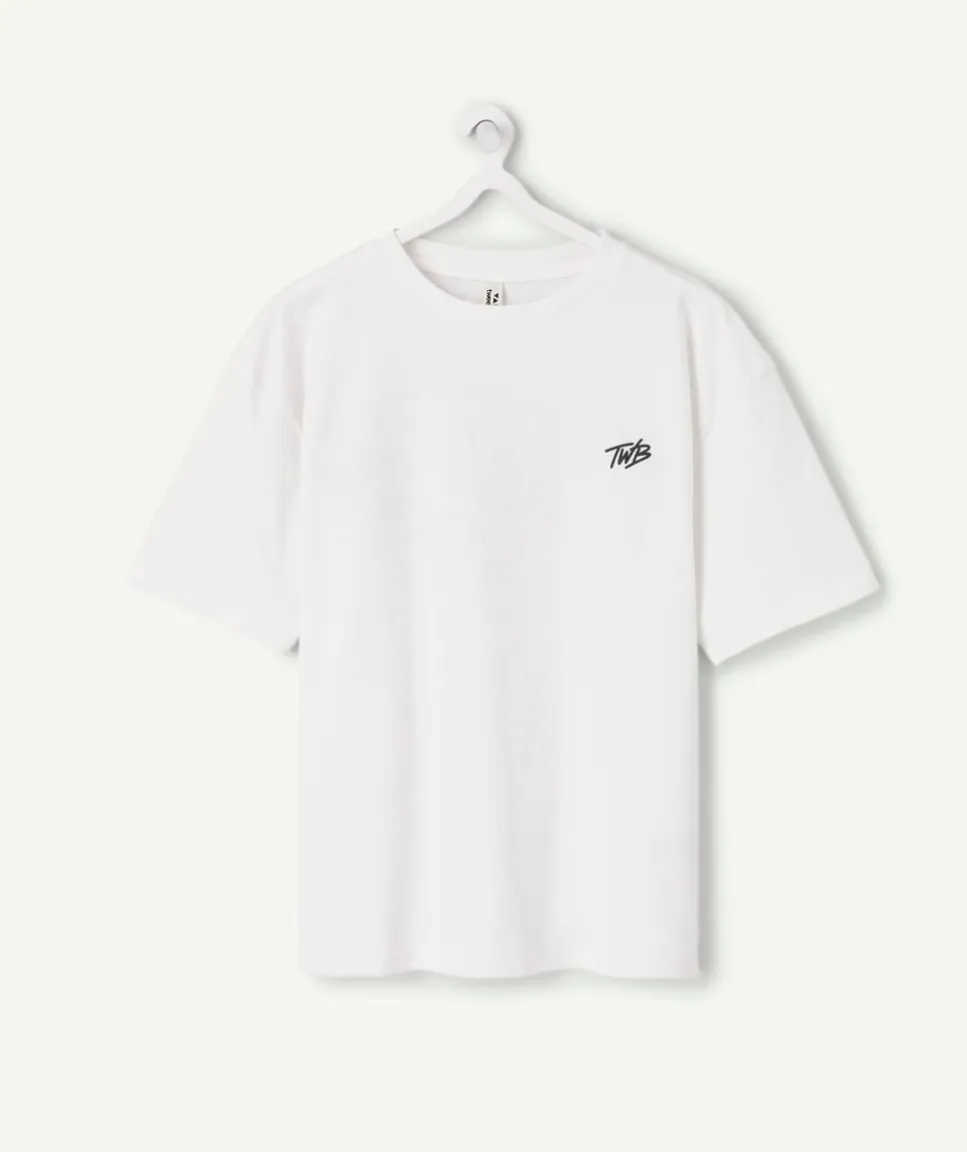 T-shirt garçon oversize blanc imprimé
