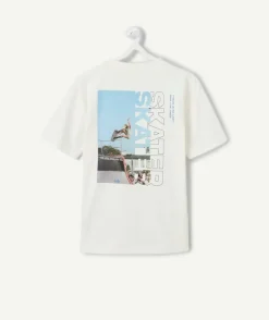 T-shirt garçon oversize blanc imprimé