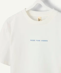 T-shirt garçon oversize blanc imprimé