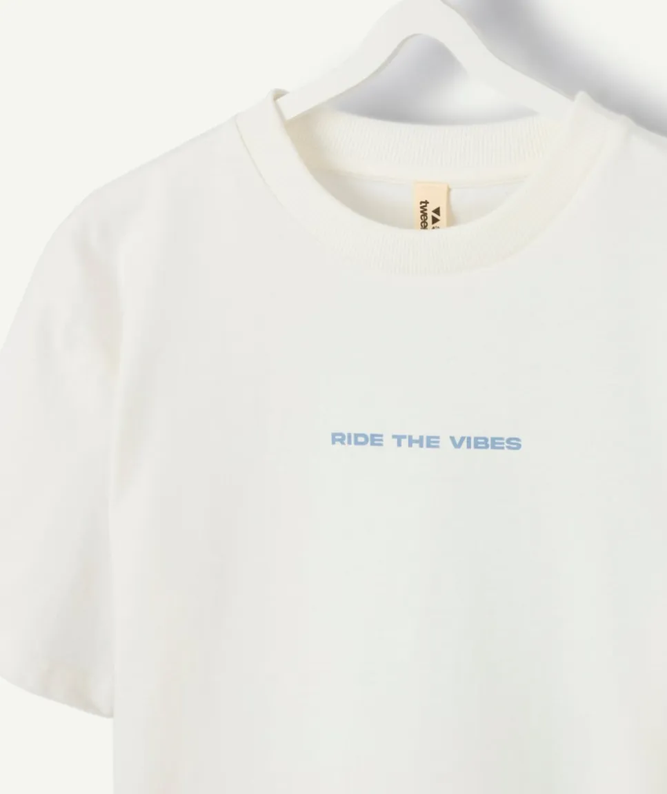 T-shirt garçon oversize blanc imprimé