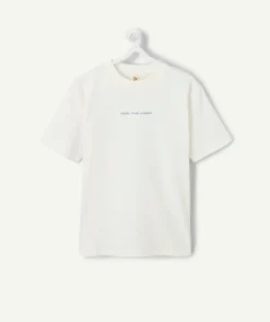 T-shirt garçon oversize blanc imprimé