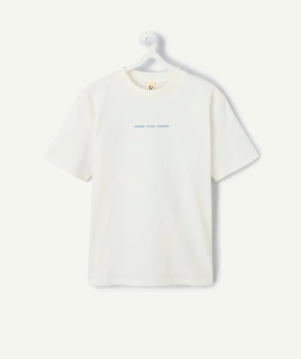 T-shirt garçon oversize blanc imprimé