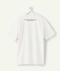 T-shirt garçon oversize blanc imprimé
