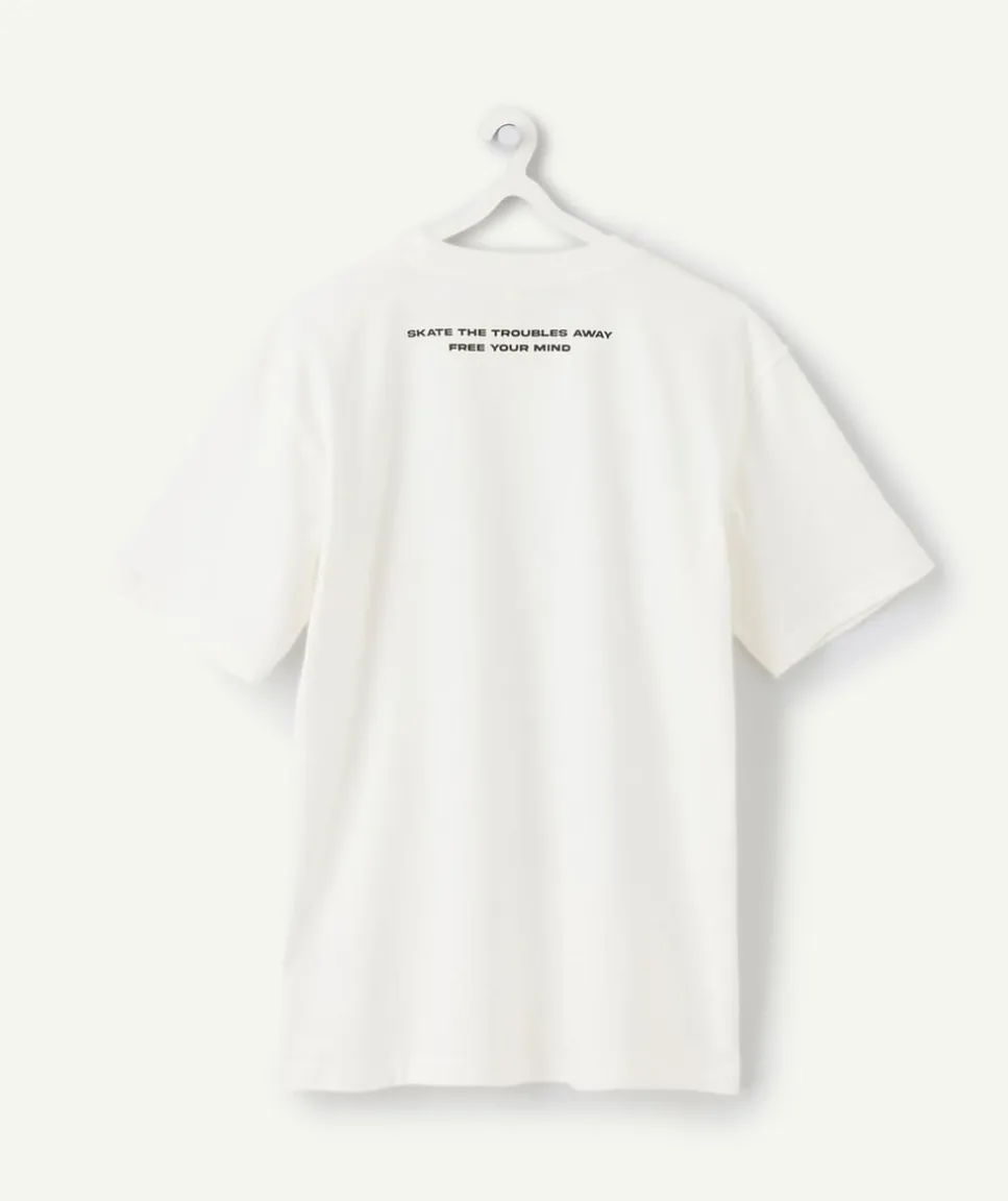 T-shirt garçon oversize blanc imprimé