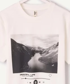 T-shirt garçon oversize blanc imprimé