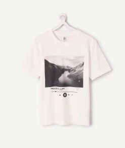 T-shirt garçon oversize blanc imprimé