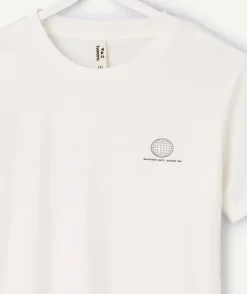 T-shirt garçon oversize blanc imprimé