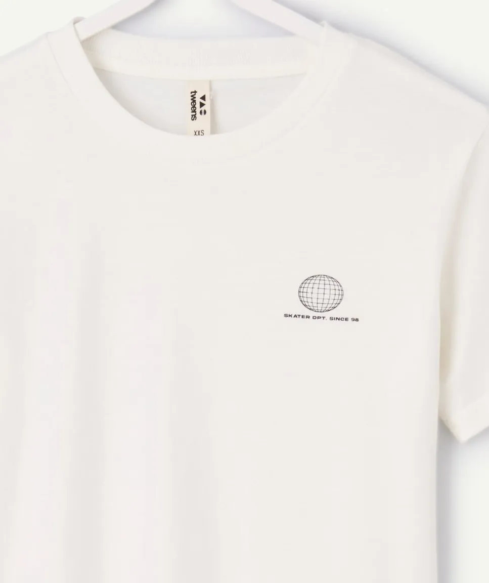 T-shirt garçon oversize blanc imprimé