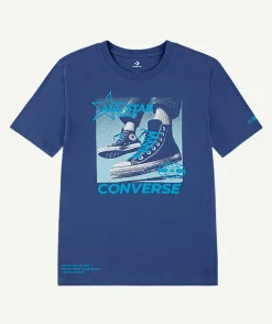 T-shirt garçon oversize bleu imprimé
