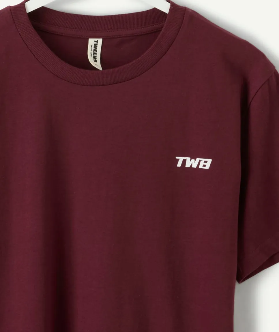 T-shirt garçon oversize bordeaux