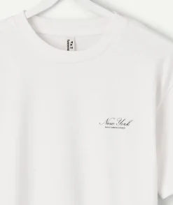 T-shirt garçon oversize écru imprimé