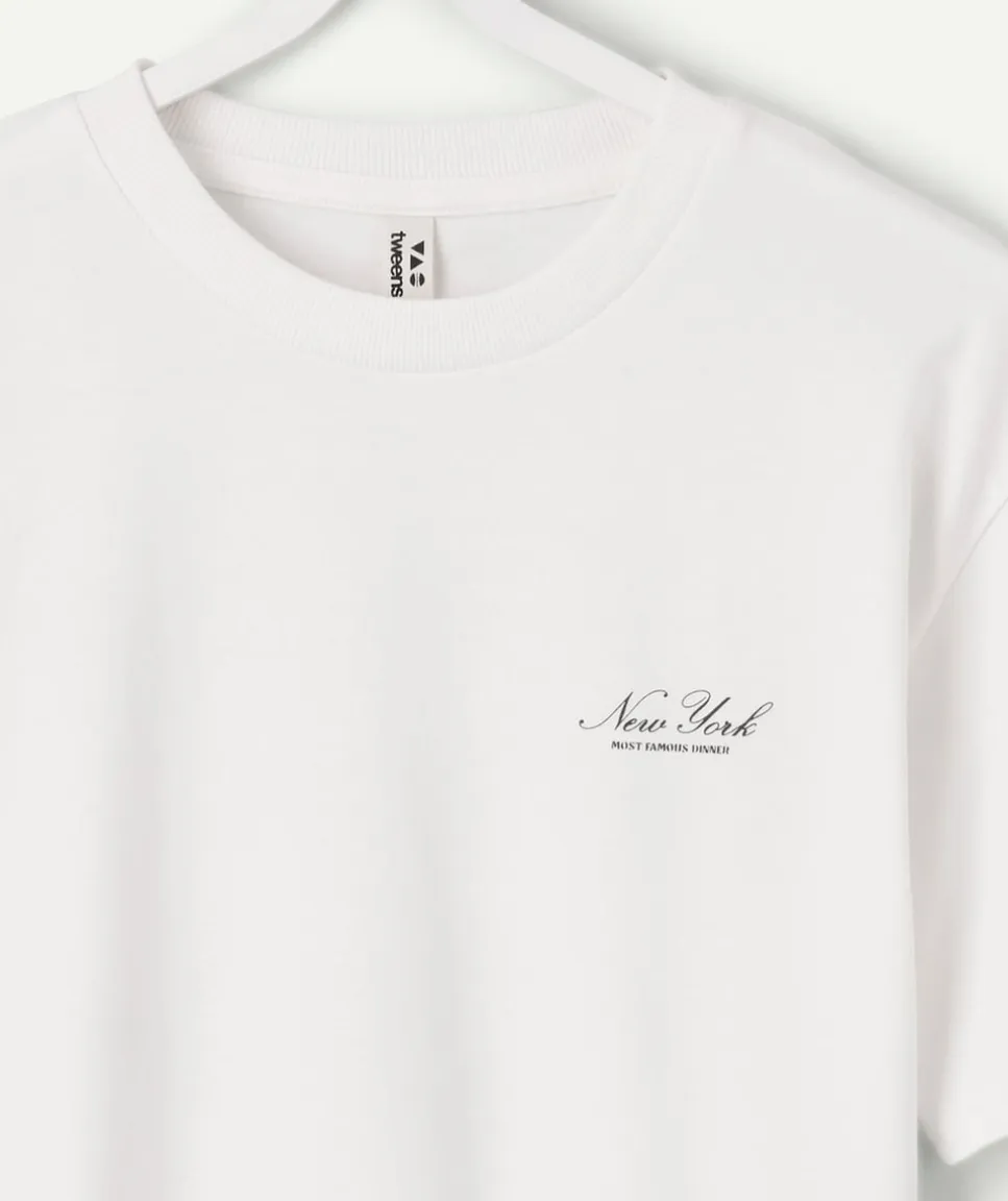 T-shirt garçon oversize écru imprimé