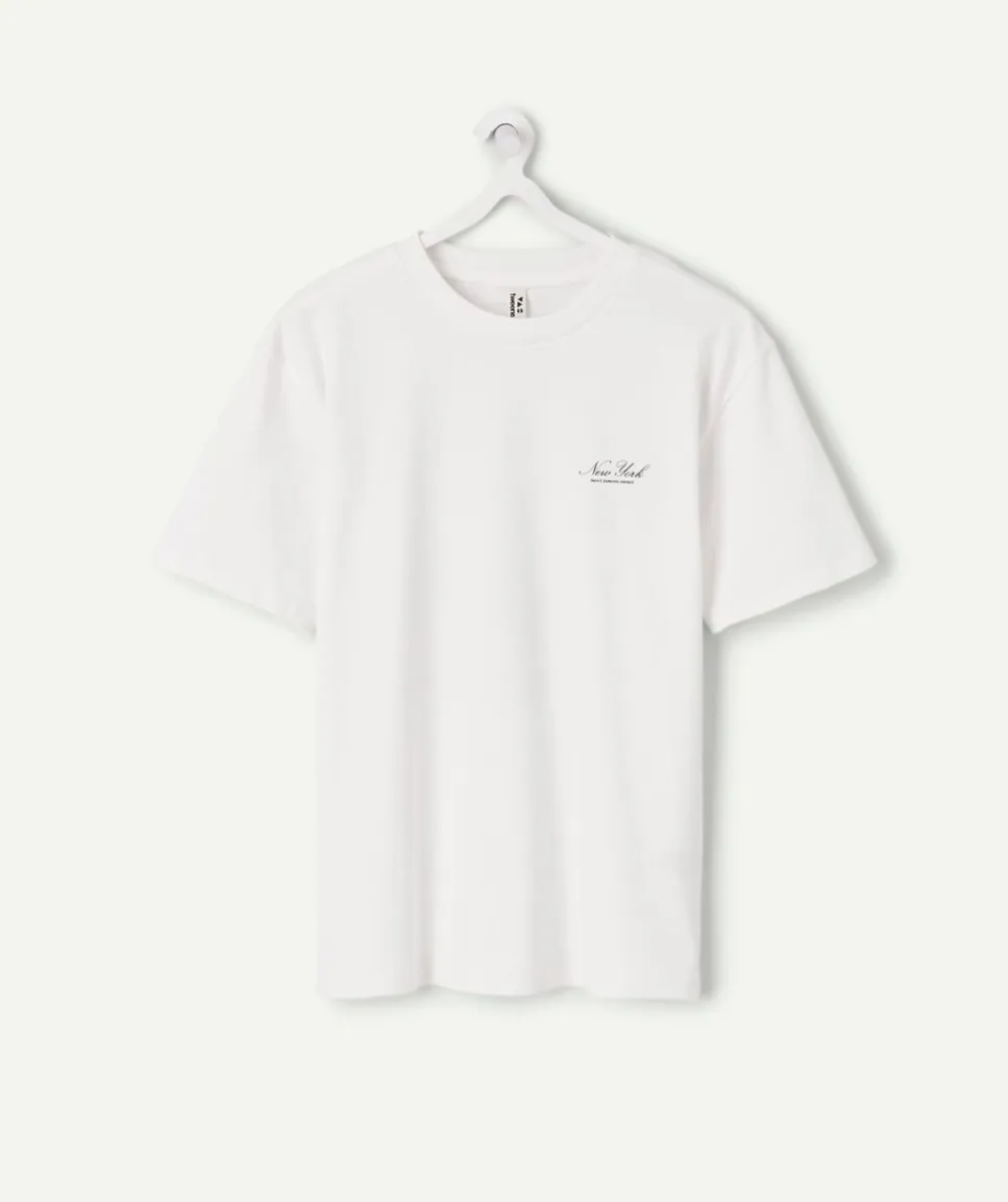 T-shirt garçon oversize écru imprimé