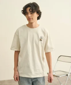 T-shirt garçon oversize écru imprimé