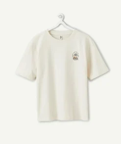 T-shirt garçon oversize écru imprimé