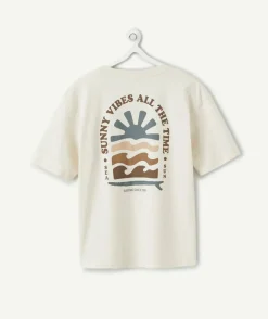 T-shirt garçon oversize écru imprimé