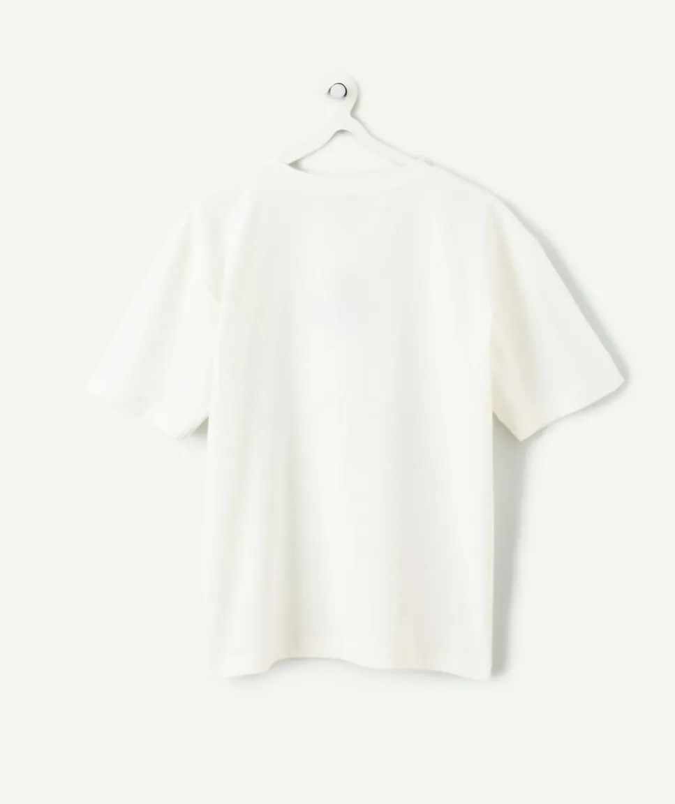 T-shirt garçon oversize écru imprimé