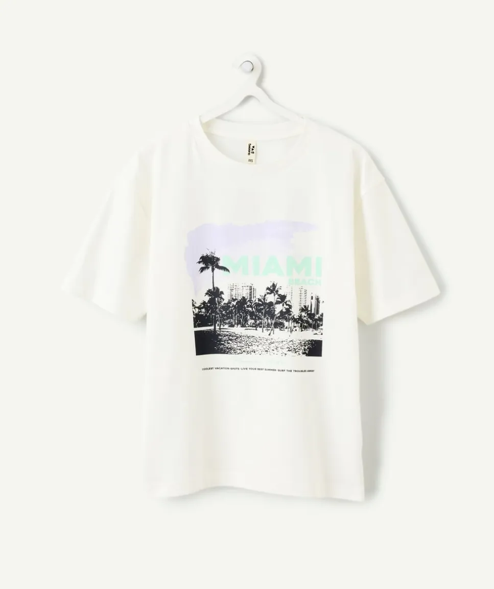 T-shirt garçon oversize écru imprimé