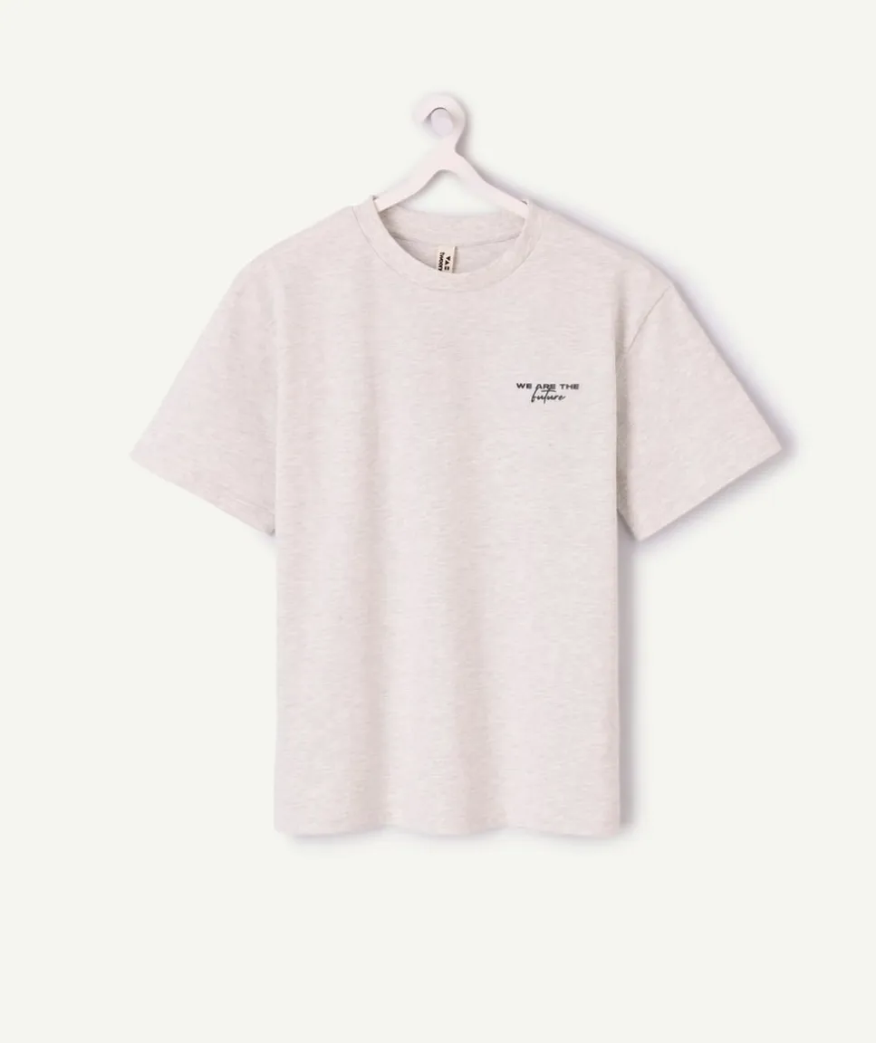 T-shirt garçon oversize gris imprimé