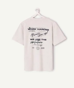 T-shirt garçon oversize gris imprimé