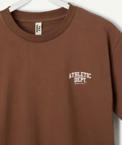 T-shirt garçon oversize marron imprimé