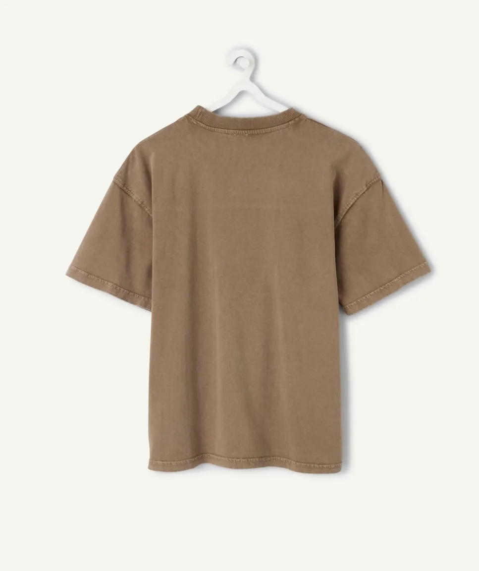 T-shirt garçon oversize marron imprimé