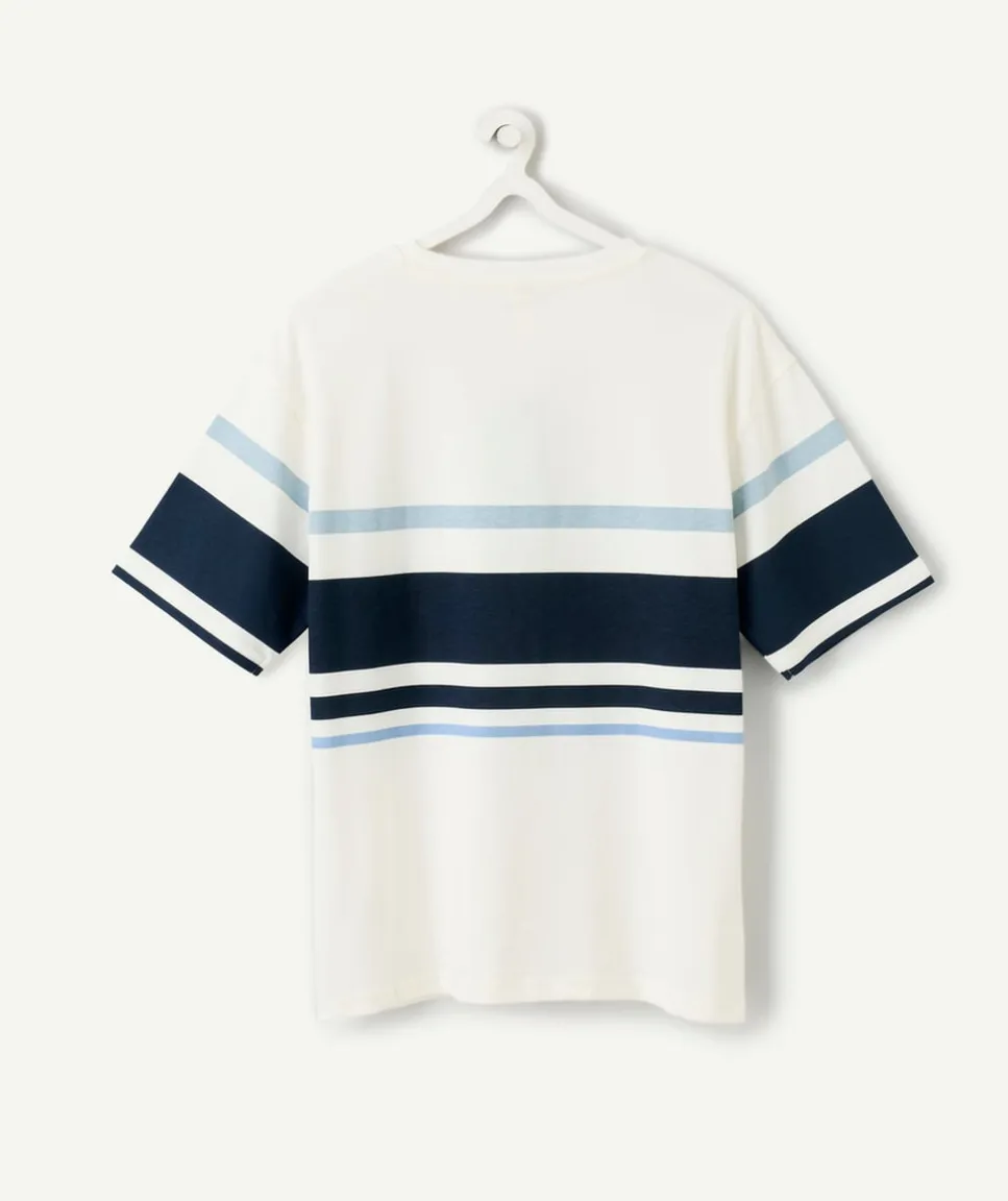 T-shirt garçon oversize rayé blanc