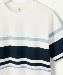 T-shirt garçon oversize rayé blanc