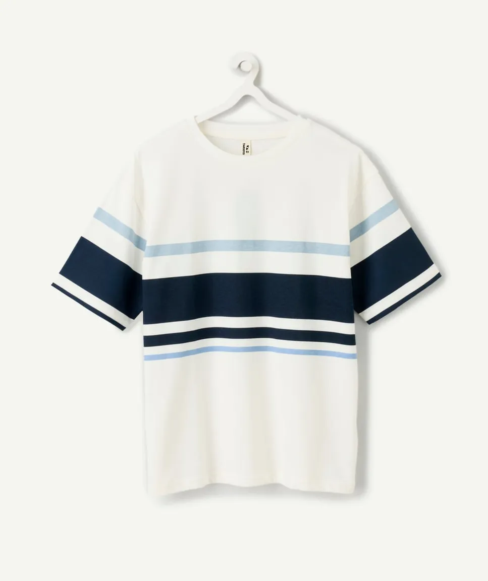 T-shirt garçon oversize rayé blanc