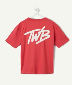 T-shirt garçon oversize rouge imprimé