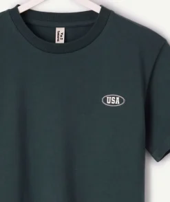 T-shirt garçon oversize vert imprimé