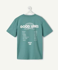 T-shirt garçon oversize vert imprimé