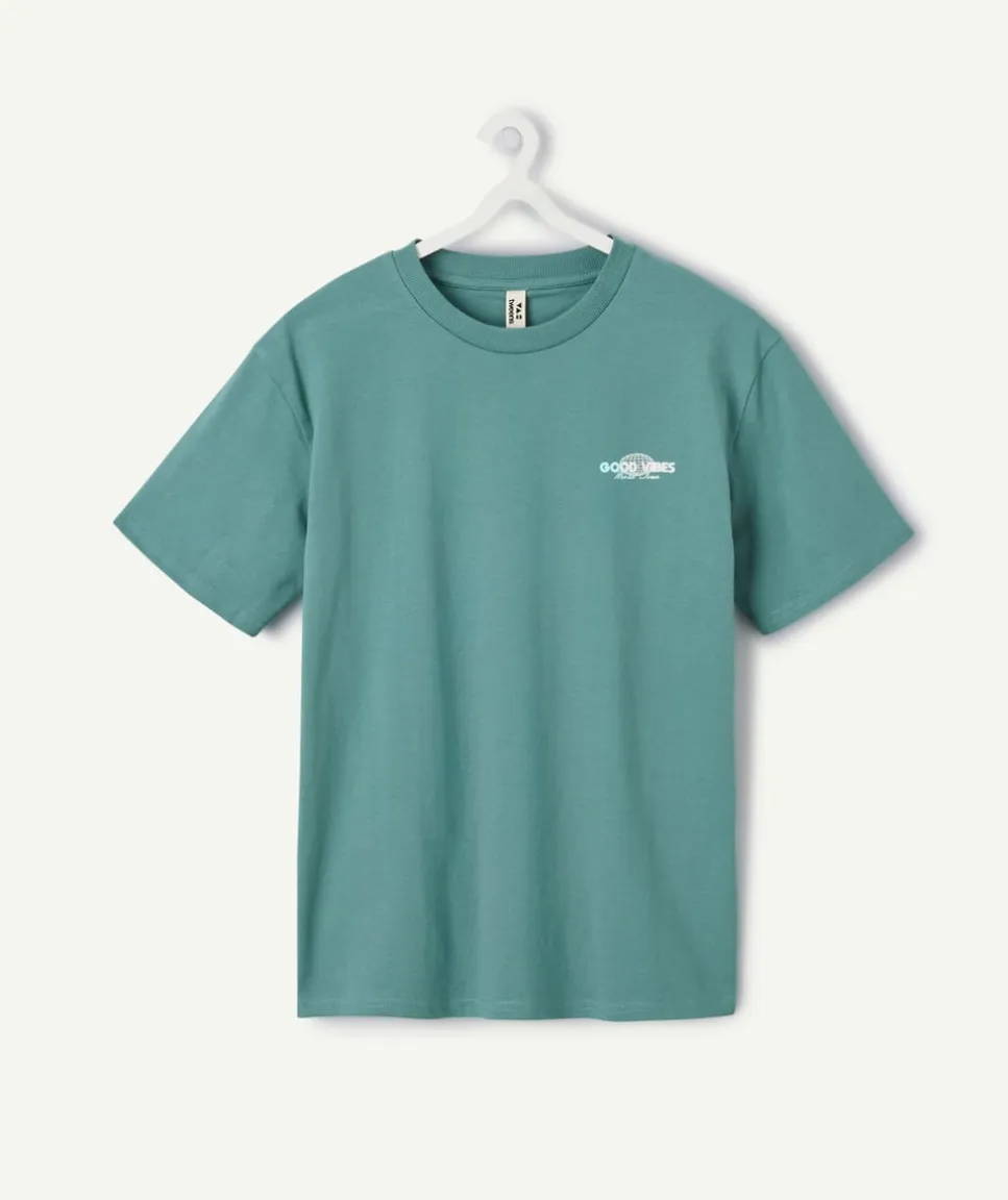 T-shirt garçon oversize vert imprimé