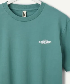 T-shirt garçon oversize vert imprimé