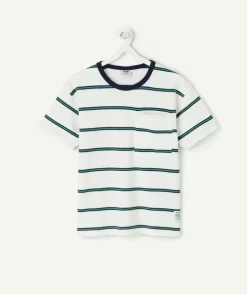 T-shirt garçon rayé coton blanc