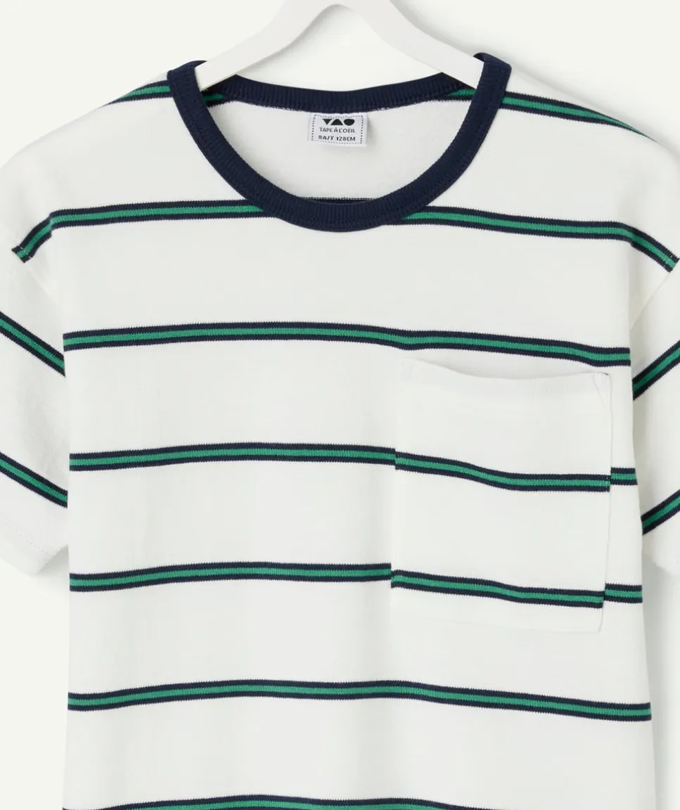 T-shirt garçon rayé coton blanc