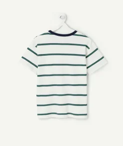 T-shirt garçon rayé coton blanc