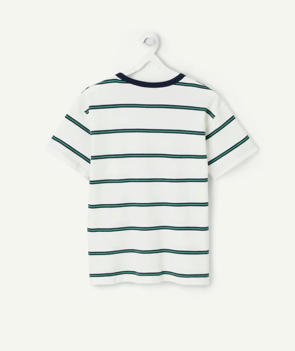 T-shirt garçon rayé coton blanc