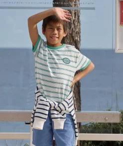 T-shirt garçon rayé vert