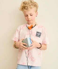 T-shirt garçon rose imprimé