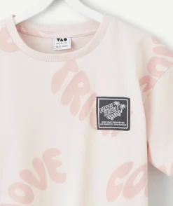 T-shirt garçon rose imprimé