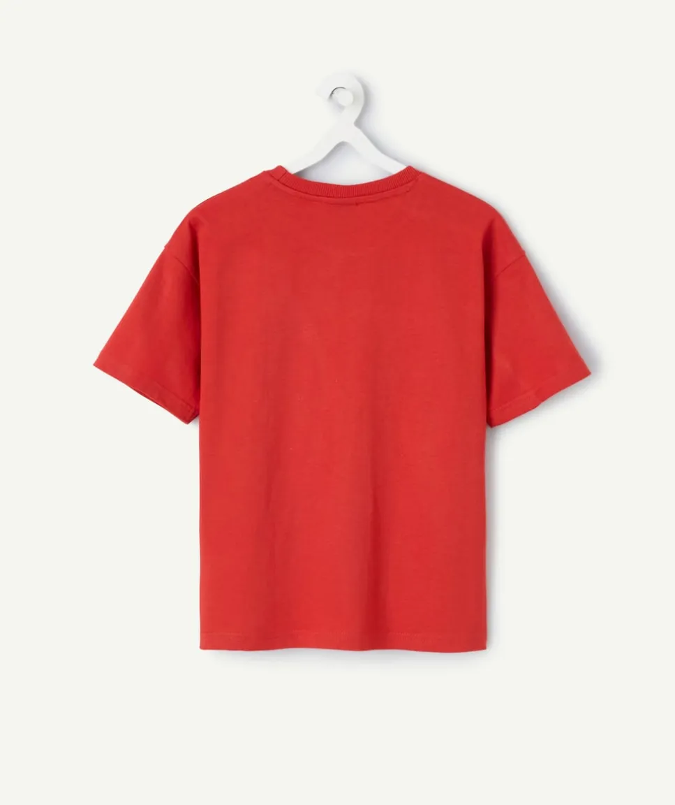 T-shirt garçon rouge imprimé