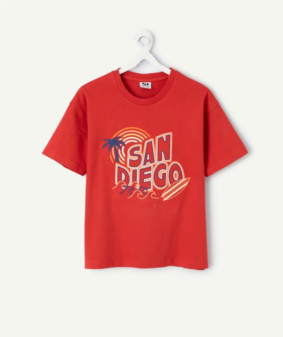 T-shirt garçon rouge imprimé