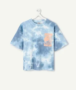T-shirt garçon tie-dye bleu imprimé