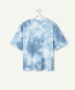 T-shirt garçon tie-dye bleu imprimé