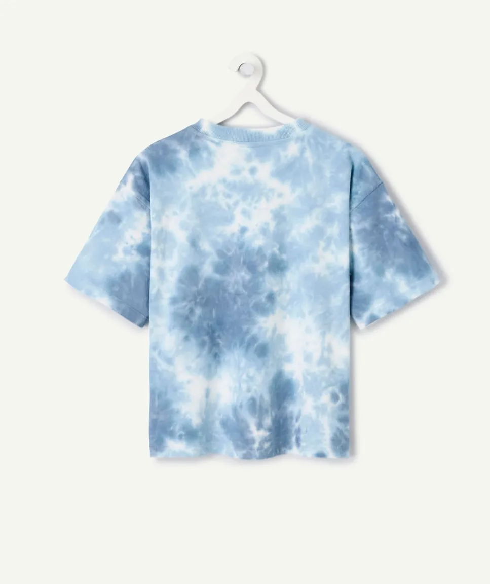 T-shirt garçon tie-dye bleu imprimé