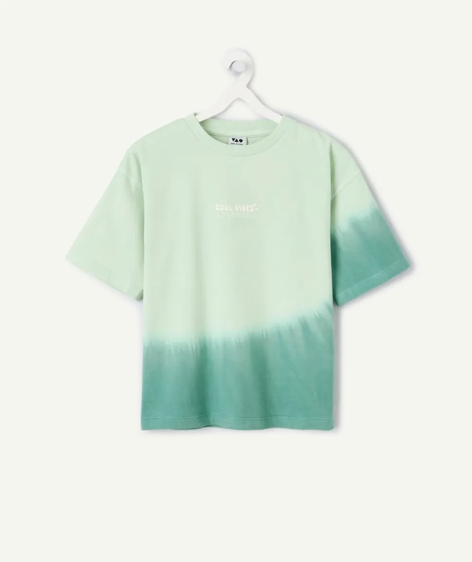 T-shirt garçon tie-dye vert imprimé