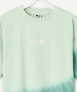 T-shirt garçon tie-dye vert imprimé