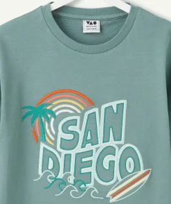 T-shirt garçon vert imprimé